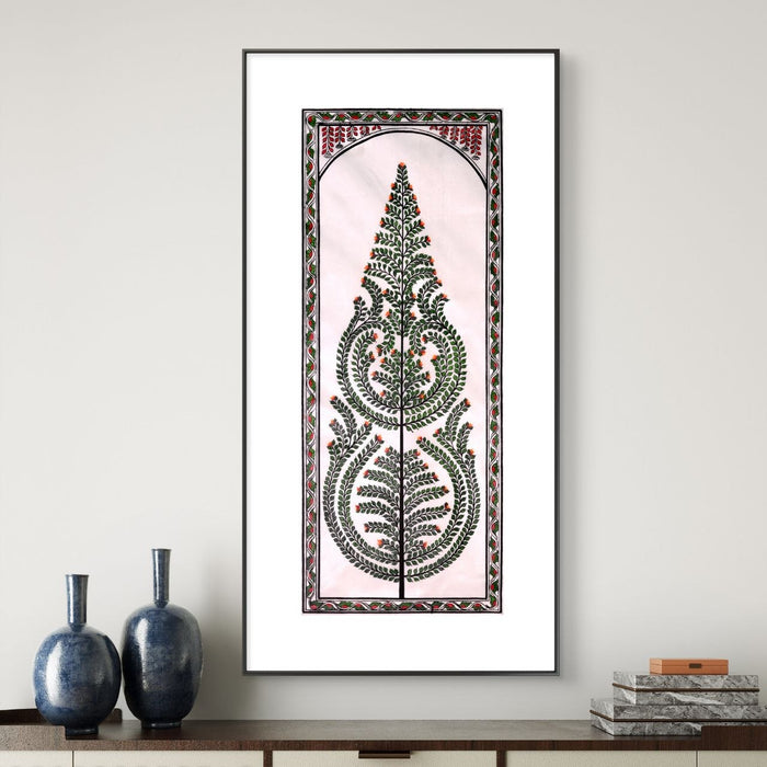 Tree of Life Pattachitra Painting on Tussar Silk — Original Handmade Odisha Art | 7×16 Inches