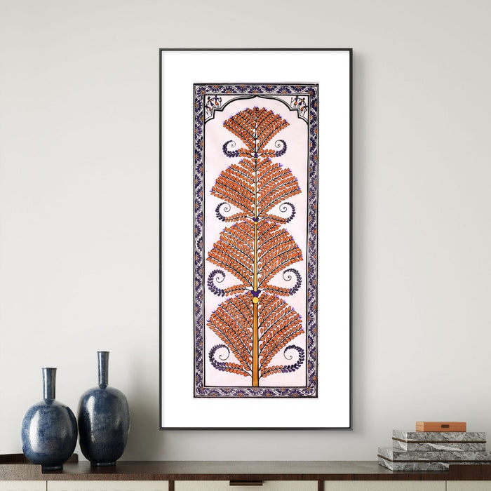 Tree of Life Pattachitra Painting on Tussar Silk — Original Handmade Odisha Art | 7×16 Inches
