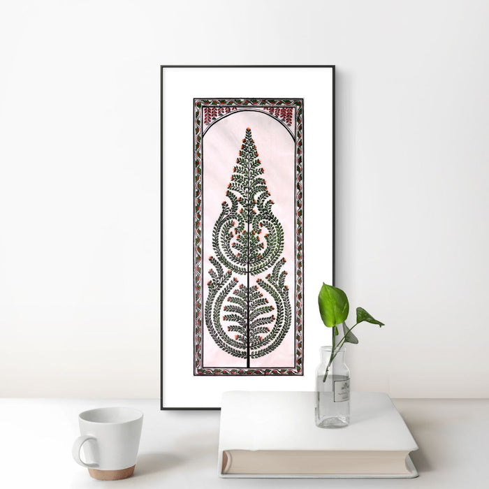 Tree of Life Pattachitra Painting on Tussar Silk — Original Handmade Odisha Art | 7×16 Inches