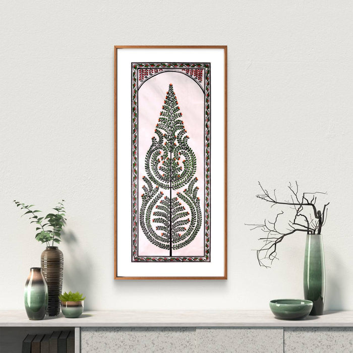 Tree of Life Pattachitra Painting on Tussar Silk — Original Handmade Odisha Art | 7×16 Inches