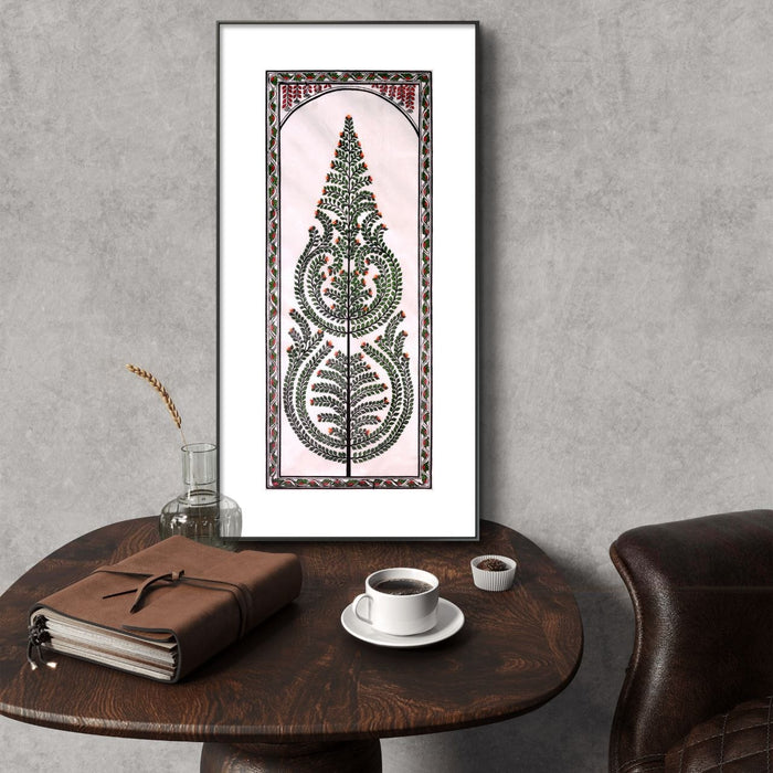 Tree of Life Pattachitra Painting on Tussar Silk — Original Handmade Odisha Art | 7×16 Inches