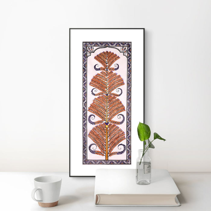 Tree of Life Pattachitra Painting on Tussar Silk — Original Handmade Odisha Art | 7×16 Inches