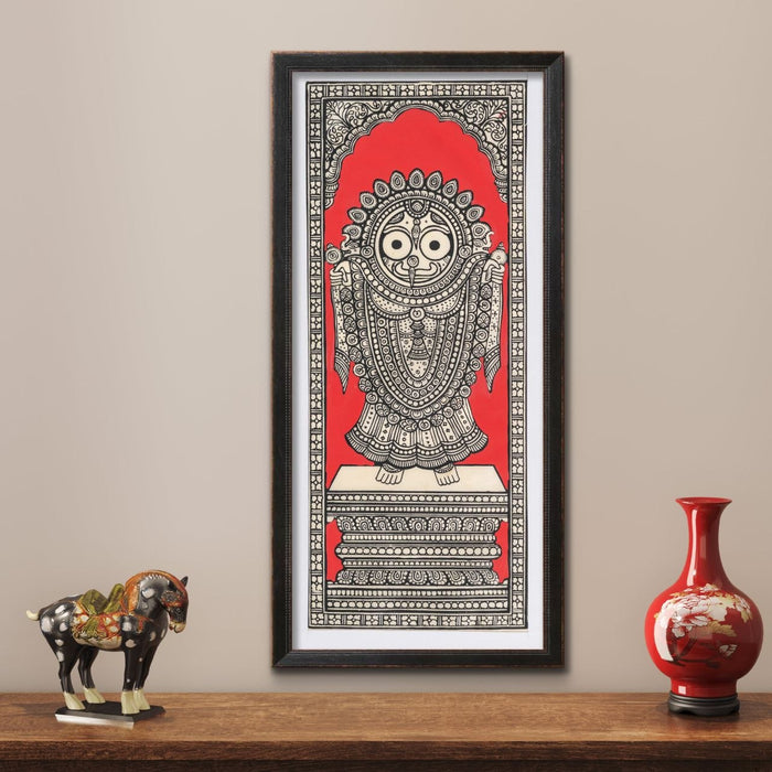 Jagannath Pattachitra Painting on Tussar Silk — Original Handmade Odisha Art | 7×16 Inches