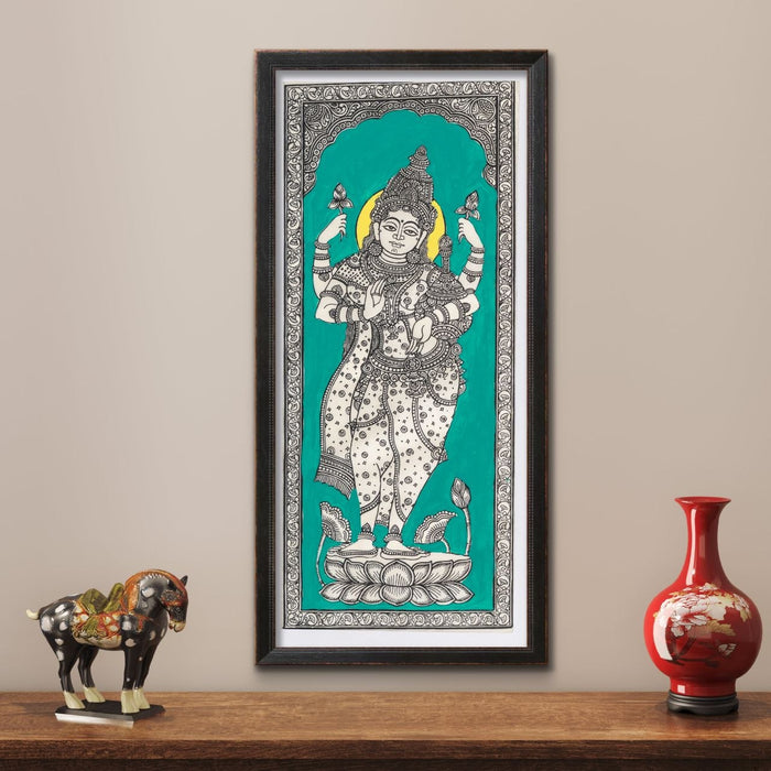 Lakshmi Pattachitra Painting on Tussar Silk — Original Handmade Odisha Art | 7×16 Inches