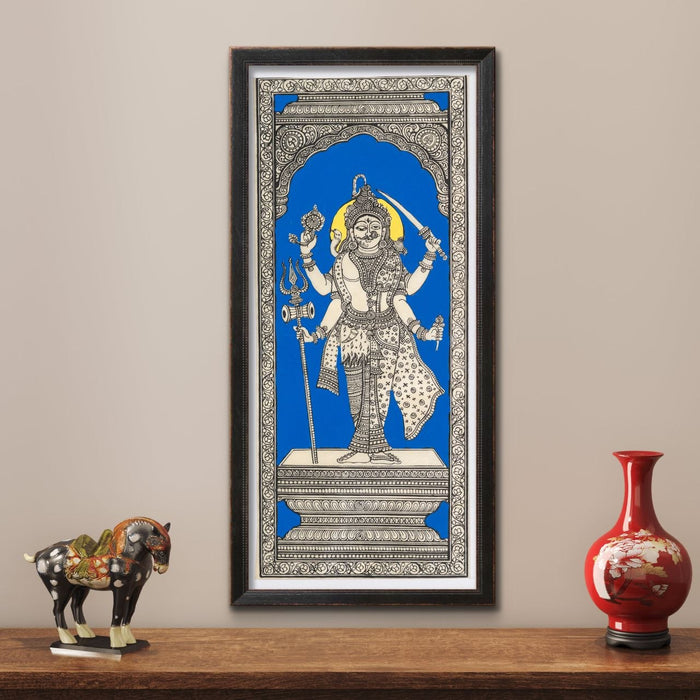 Ardhanarishvara Pattachitra Painting on Tussar Silk — Original Handmade Odisha Art | 7×16 Inches | Shiva Parvati Unity