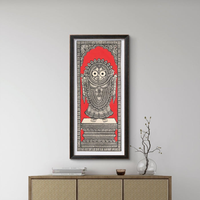 Jagannath Pattachitra Painting on Tussar Silk — Original Handmade Odisha Art | 7×16 Inches