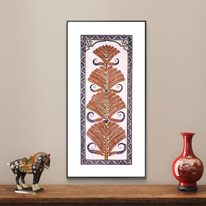 Tree of Life Pattachitra Painting on Tussar Silk — Original Handmade Odisha Art | 7×16 Inches