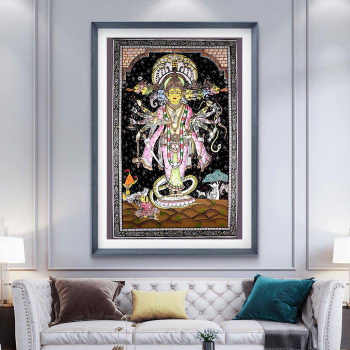 Krishna Virat Swaroop Pattachitra — Original Handmade Odisha Painting | 24×40 Inches | Dashavatara & Mahabharata Scene