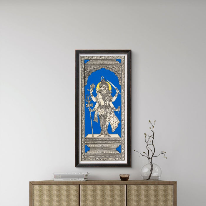 Ardhanarishvara Pattachitra Painting on Tussar Silk — Original Handmade Odisha Art | 7×16 Inches | Shiva Parvati Unity