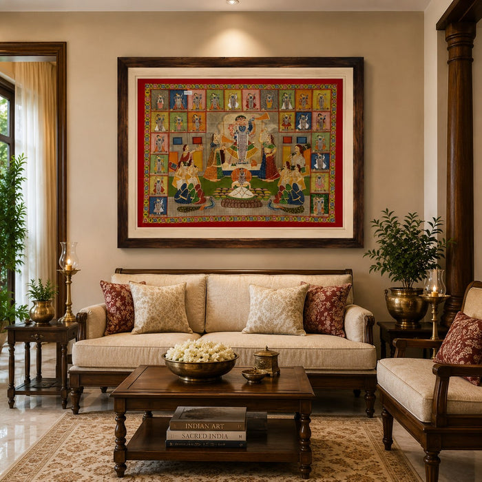 Shrinathji's 24 Swaroops Pichwai Painting · 48 by 36 Inches