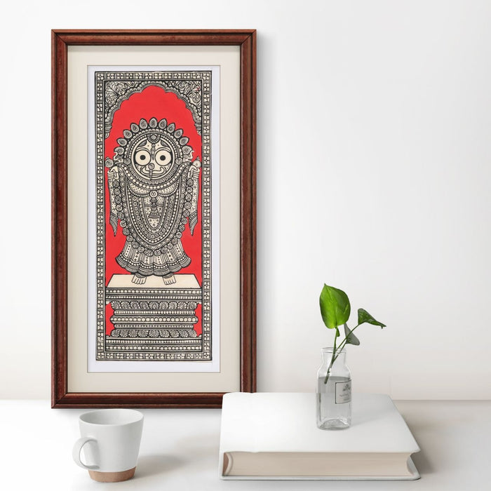 Jagannath Pattachitra Painting on Tussar Silk — Original Handmade Odisha Art | 7×16 Inches