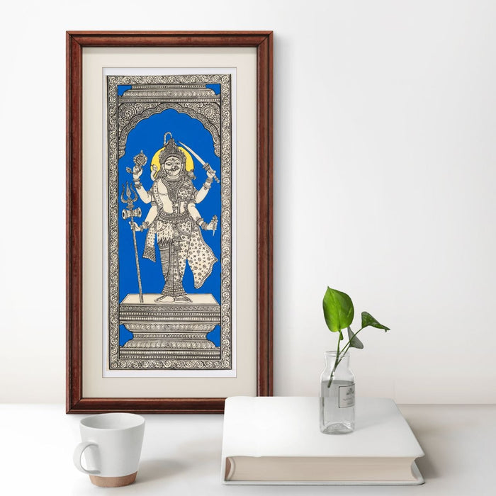 Ardhanarishvara Pattachitra Painting on Tussar Silk — Original Handmade Odisha Art | 7×16 Inches | Shiva Parvati Unity