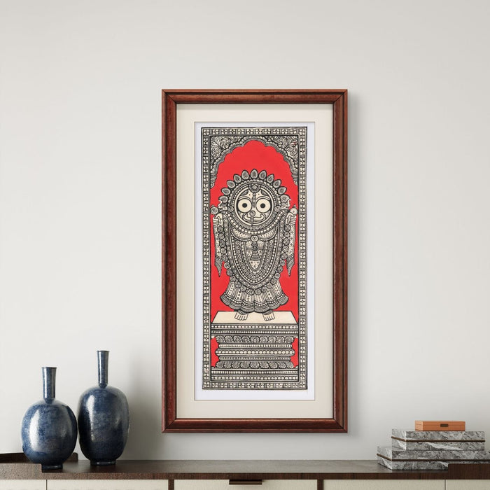 Jagannath Pattachitra Painting on Tussar Silk — Original Handmade Odisha Art | 7×16 Inches