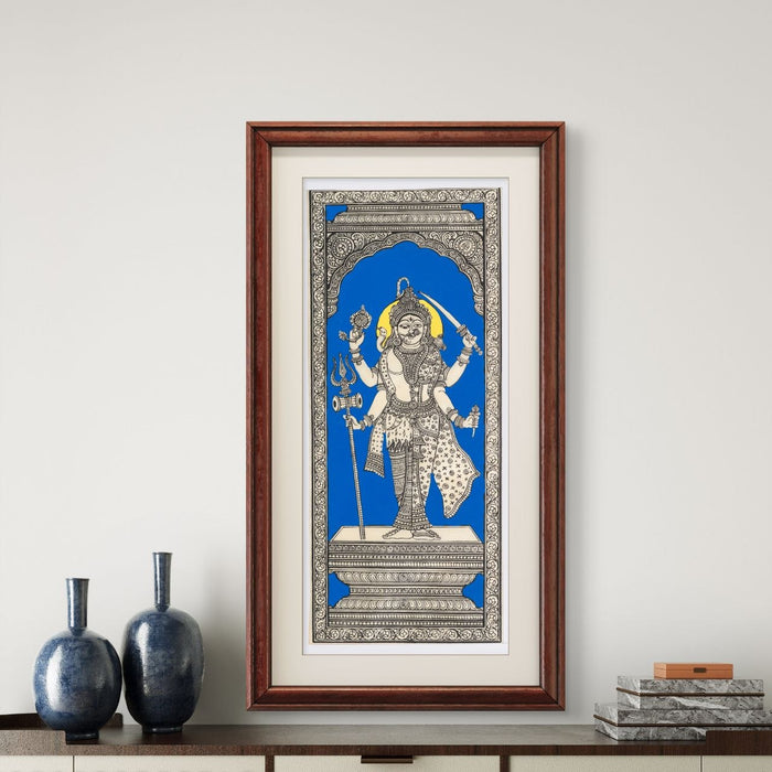 Ardhanarishvara Pattachitra Painting on Tussar Silk — Original Handmade Odisha Art | 7×16 Inches | Shiva Parvati Unity