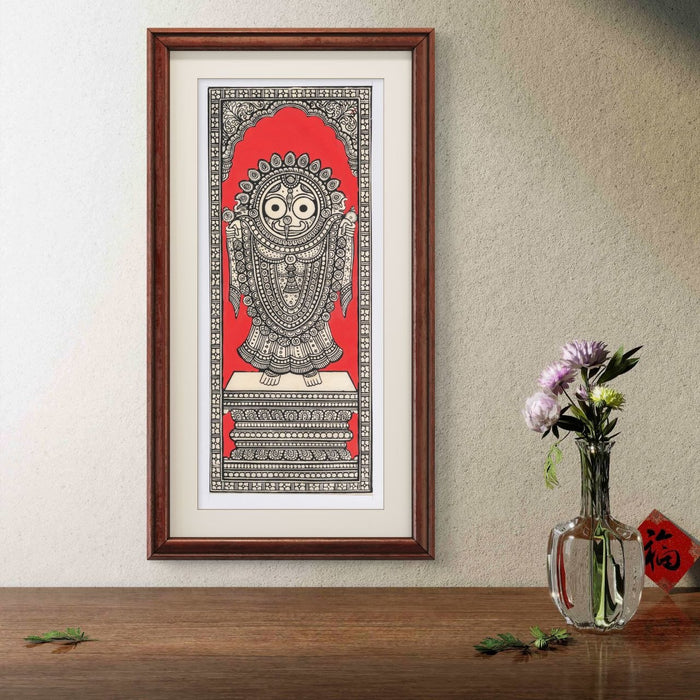 Jagannath Pattachitra Painting on Tussar Silk — Original Handmade Odisha Art | 7×16 Inches
