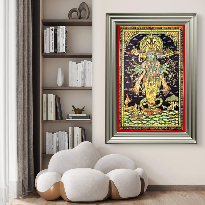 Krishna Virat Swaroop Pattachitra — Original Handmade Odisha Painting | 24×40 Inches | Dashavatara & Mahabharata Scene