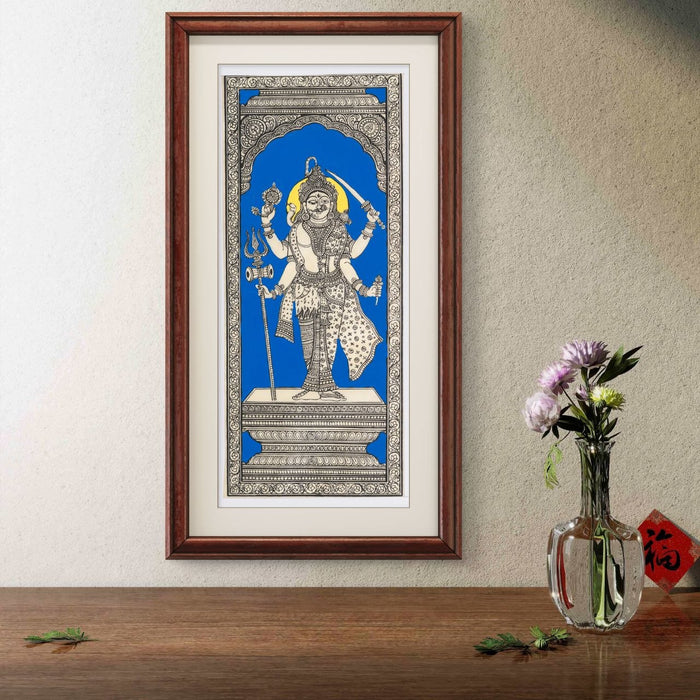 Ardhanarishvara Pattachitra Painting on Tussar Silk — Original Handmade Odisha Art | 7×16 Inches | Shiva Parvati Unity