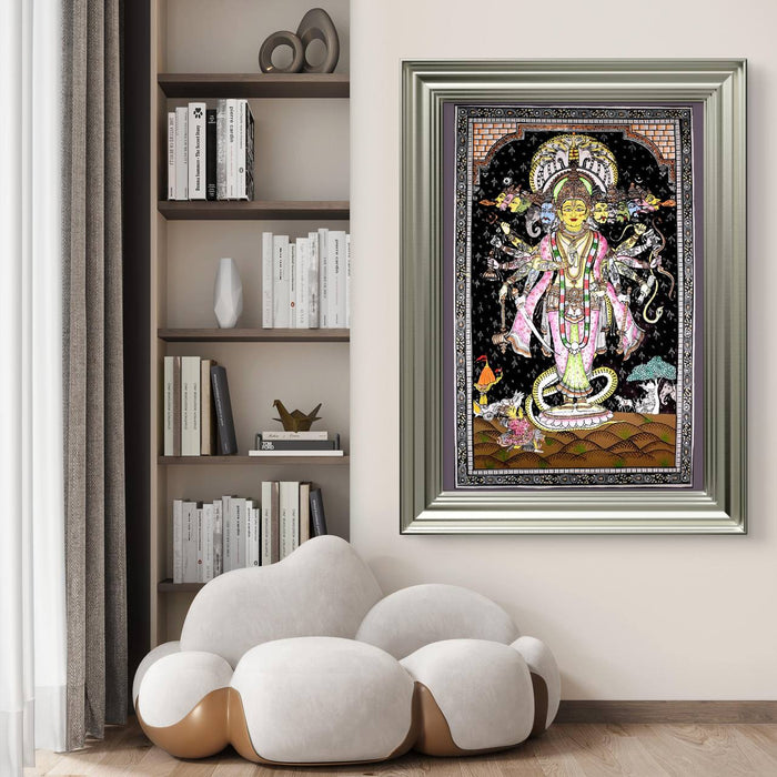 Krishna Virat Swaroop Pattachitra — Original Handmade Odisha Painting | 24×40 Inches | Dashavatara & Mahabharata Scene
