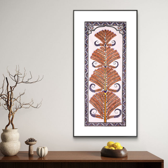 Tree of Life Pattachitra Painting on Tussar Silk — Original Handmade Odisha Art | 7×16 Inches