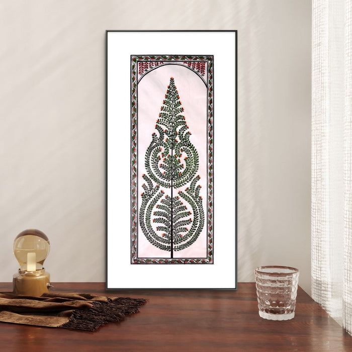 Tree of Life Pattachitra Painting on Tussar Silk — Original Handmade Odisha Art | 7×16 Inches